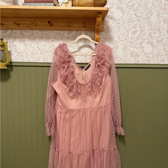 Elegant Pink Ruffle Dress - Picture 2 of 5